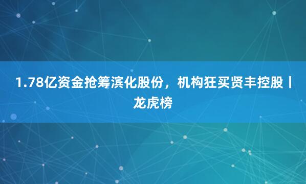1.78亿资金抢筹滨化股份，机构狂买贤丰控股丨龙虎榜