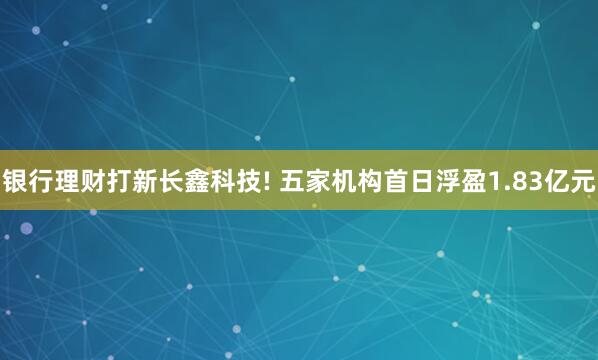 银行理财打新长鑫科技! 五家机构首日浮盈1.83亿元