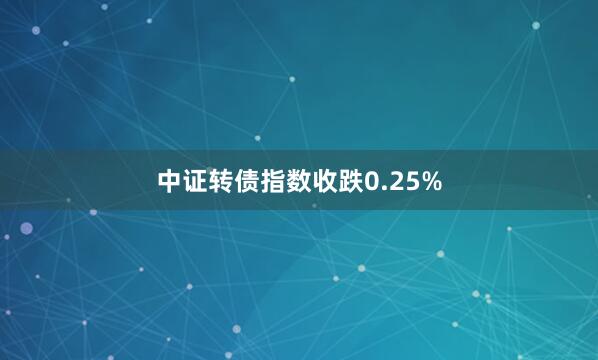 中证转债指数收跌0.25%
