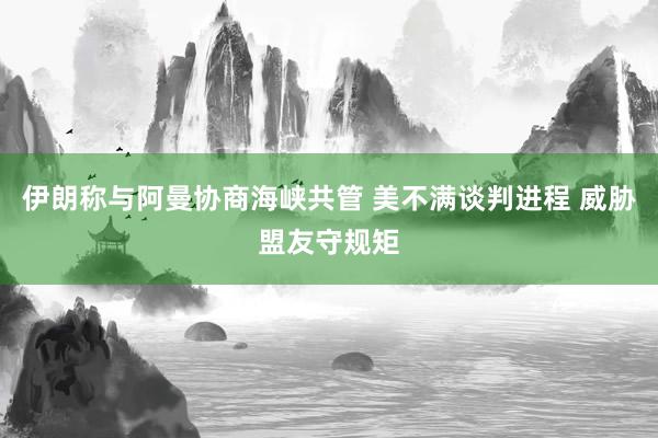 伊朗称与阿曼协商海峡共管 美不满谈判进程 威胁盟友守规矩