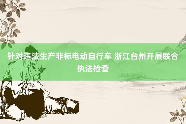 针对违法生产非标电动自行车 浙江台州开展联合执法检查