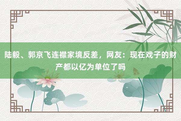 陆毅、郭京飞连襟家境反差，网友：现在戏子的财产都以亿为单位了吗