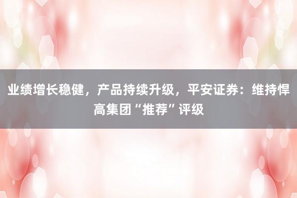业绩增长稳健，产品持续升级，平安证券：维持悍高集团“推荐”评级