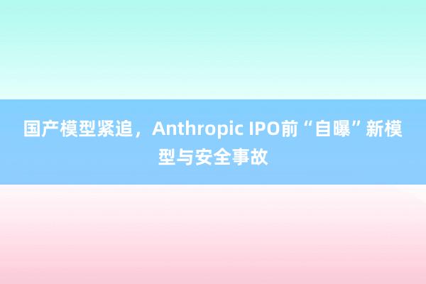 国产模型紧追，Anthropic IPO前“自曝”新模型与安全事故
