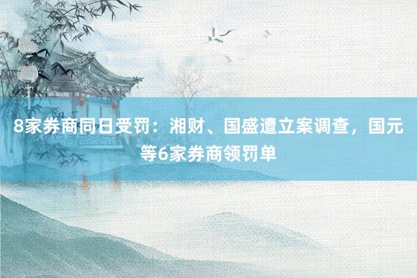 8家券商同日受罚：湘财、国盛遭立案调查，国元等6家券商领罚单