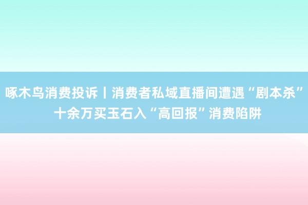 啄木鸟消费投诉丨消费者私域直播间遭遇“剧本杀”  十余万买玉石入“高回报”消费陷阱