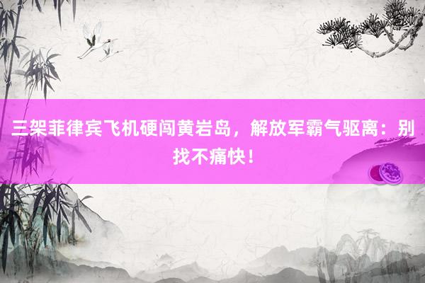 三架菲律宾飞机硬闯黄岩岛，解放军霸气驱离：别找不痛快！