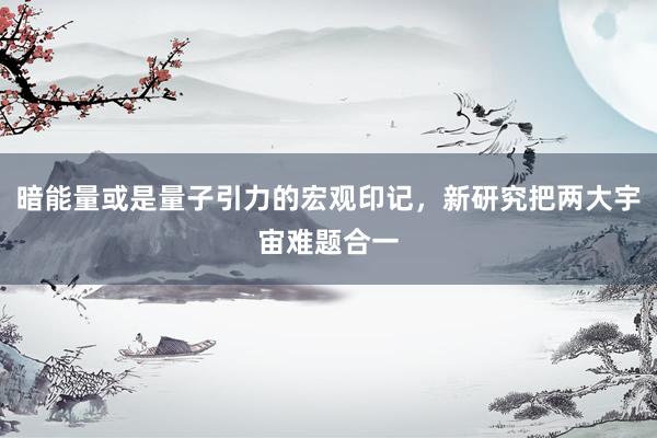 暗能量或是量子引力的宏观印记，新研究把两大宇宙难题合一