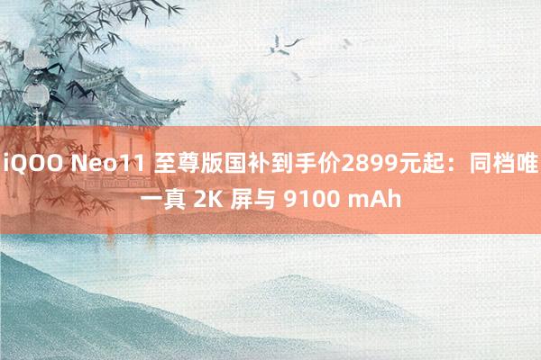 iQOO Neo11 至尊版国补到手价2899元起：同档唯一真 2K 屏与 9100 mAh