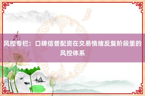 风控专栏：口碑信誉配资在交易情绪反复阶段里的风控体系