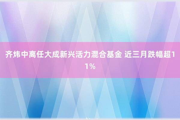 齐炜中离任大成新兴活力混合基金 近三月跌幅超11%