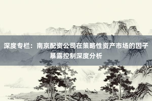 深度专栏：南京配资公司在策略性资产市场的因子暴露控制深度分析