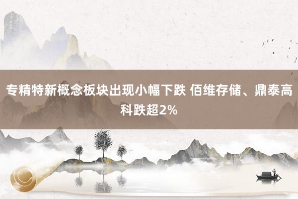 专精特新概念板块出现小幅下跌 佰维存储、鼎泰高科跌超2%