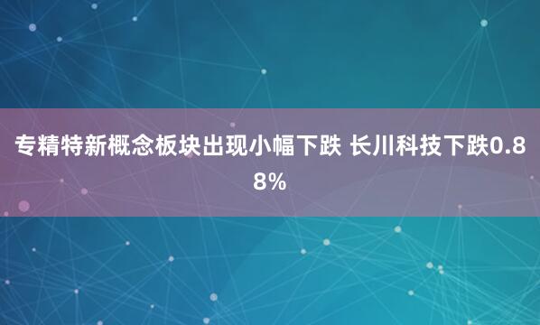 专精特新概念板块出现小幅下跌 长川科技下跌0.88%