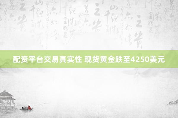 配资平台交易真实性 现货黄金跌至4250美元